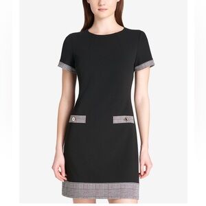 Tommy Hilfiger Houndstooth-Trim Shift Dress Size 8